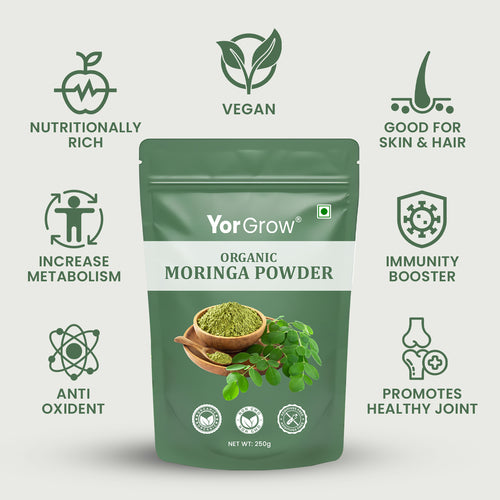 Superfood Organic Moringa Powder - 100% Certified, Lab-Tested for Purity & Potency